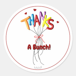Sticker Rond Colorful "Thanks" Spelled by Balloons Large