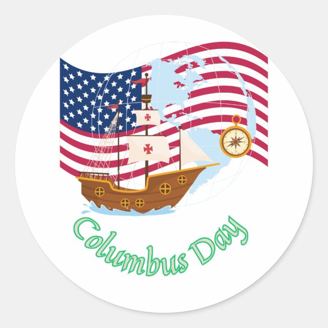 Sticker Rond Columbus Day (Devant)