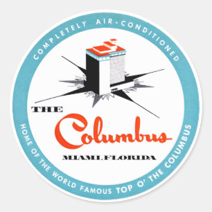 Sticker Rond Columbus Hotel Miami Floride