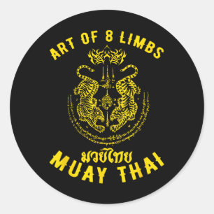 Sticker Rond Combat de rue Muay Thai Hommes Mma Tigre Muay Thai