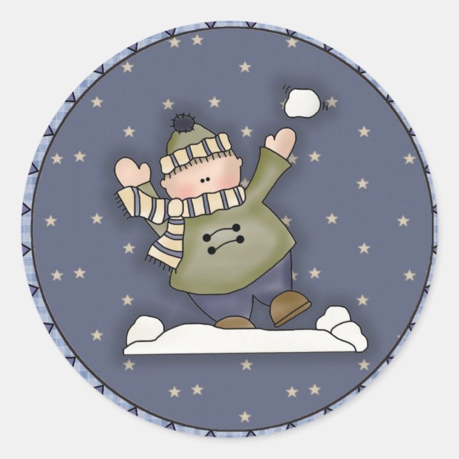 Sticker Rond Combat de snowball (Devant)