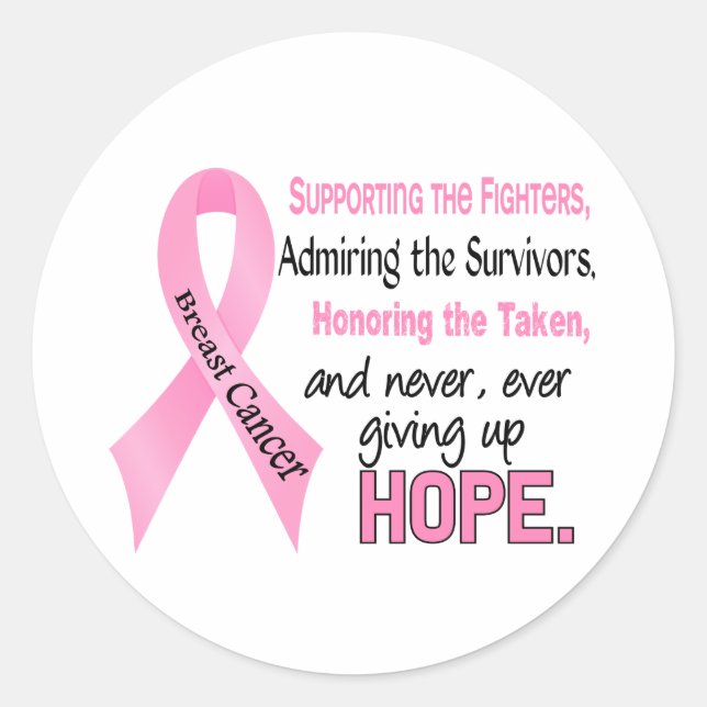 Sticker Rond Combattants survivants pris rose Ruban Cancer du s (Devant)