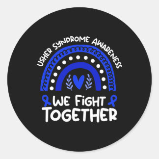 Sticker Rond Combattre Ensemble Syndrome d'Usher Sensibilisatio