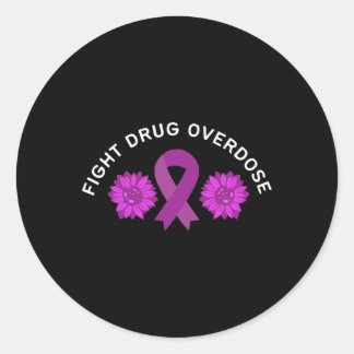 Sticker Rond Combattre l'overdose de ruban violet Floral Flower