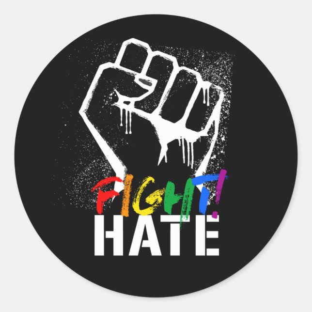 Sticker Rond COMBATTRE T-shirt HAINE (Devant)