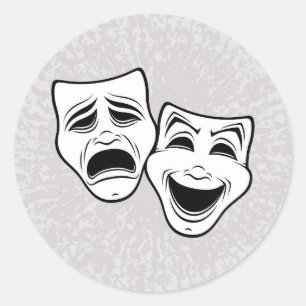 Sticker Rond Comédie Et Tragédie Théâtre Masque La Ligne Noire