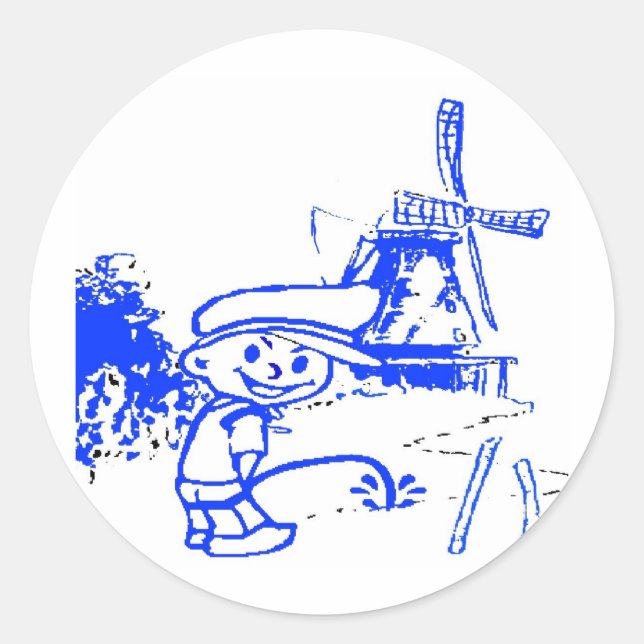 Sticker Rond Comical Dutch Boy (Devant)
