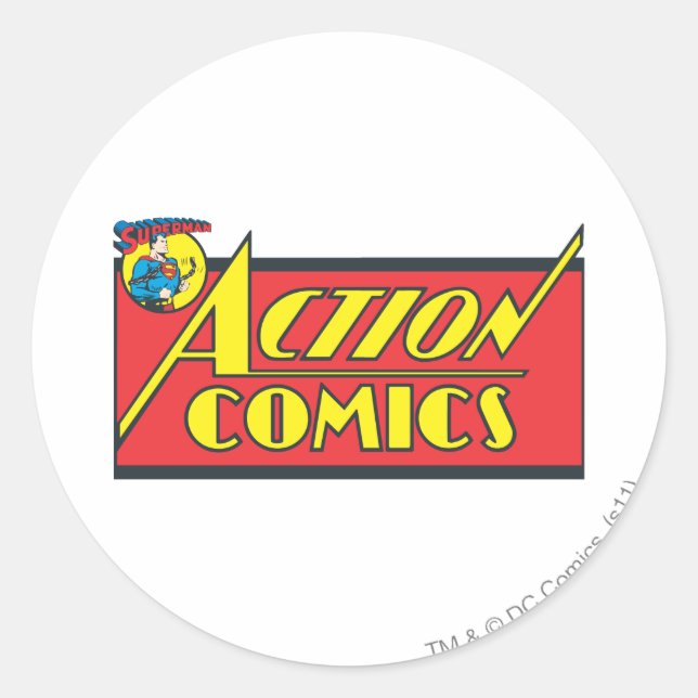 Sticker Rond Comics d'action - Superman (Devant)