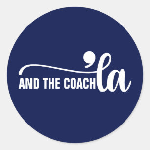 Sticker Rond Comma la & Coach Kamala Harris Coach Blue