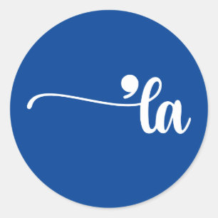 Sticker Rond Comma La   Kamala Harris Blue