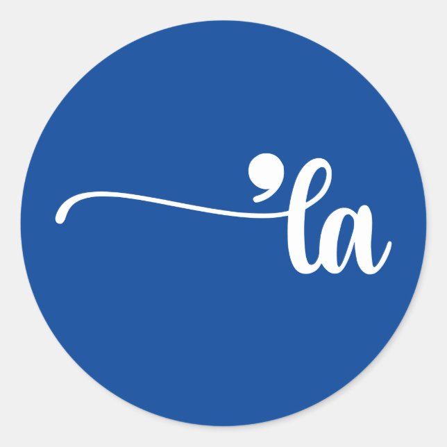 Sticker Rond Comma La | Kamala Harris Blue (Devant)