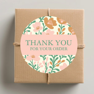 Sticker Rond Commander MERCI Cute Fleurs Florales Rose Personna