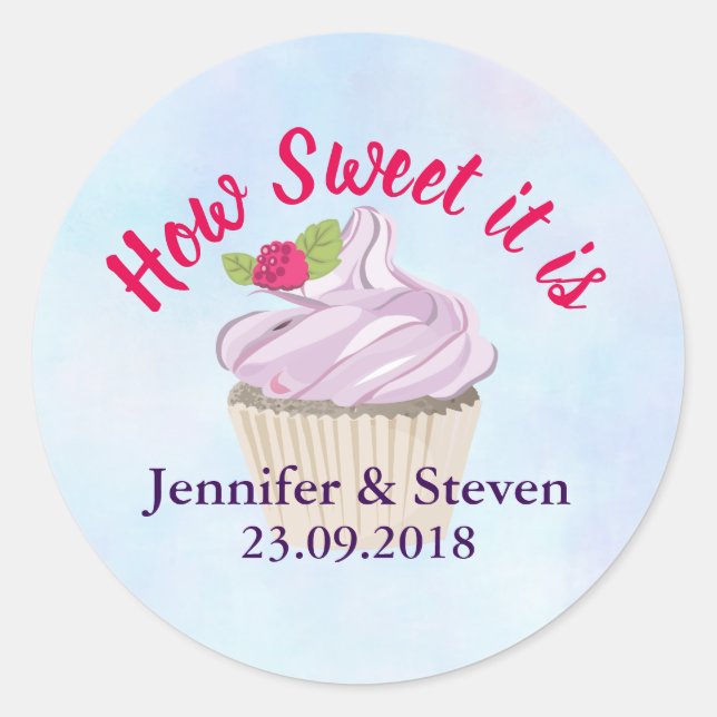 Sticker Rond Comme il est doux Mariage Cupcake rose (Devant)