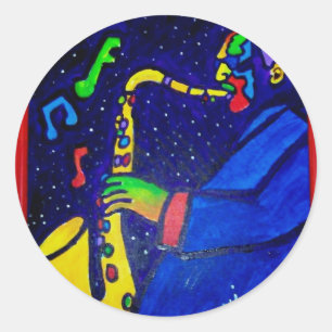 Sticker Rond Comme Jazz Man de Piliero