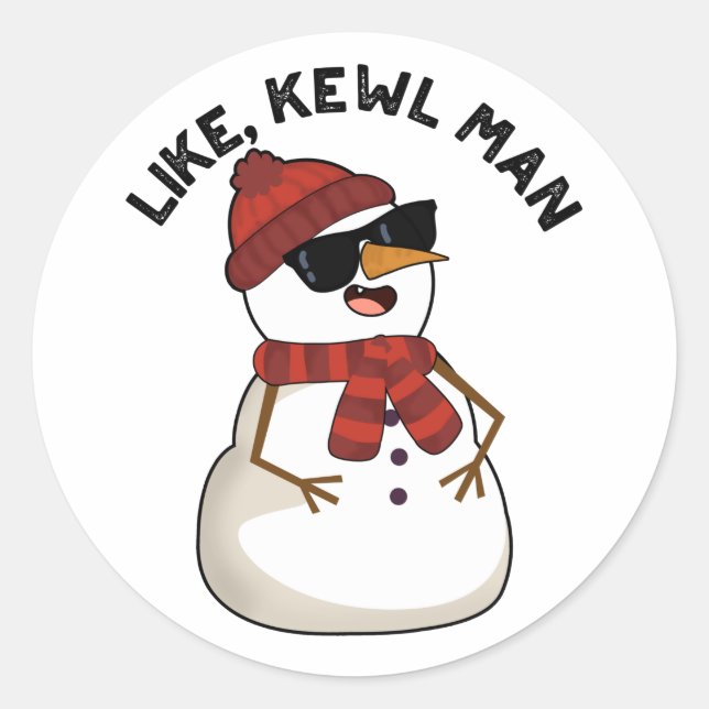 Sticker Rond Comme Kewl Man Drôle Cool Snowman Pun (Devant)