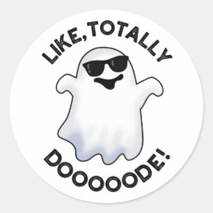 Sticker Rond Comme Totalement Doode Funny Ghost Pun