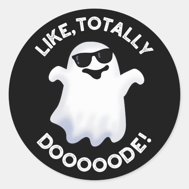 Sticker Rond Comme Totalement Doode Funny Ghost Pun Dark BG (Devant)