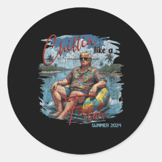 Sticker Rond Comme Un Felon Retro Été Vintage Drôle Trump 2024