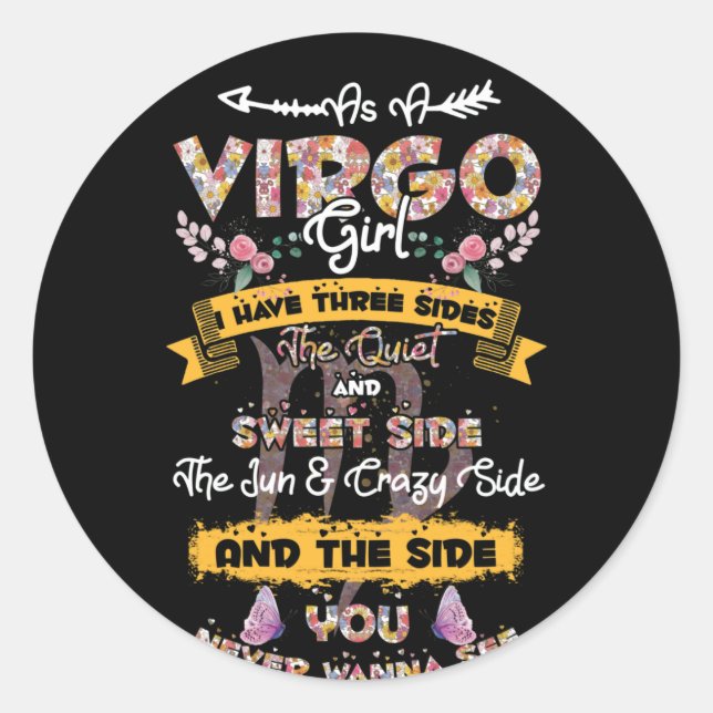 Sticker Rond Comme une fille de la Virgo anniversaire Astrologi (Devant)