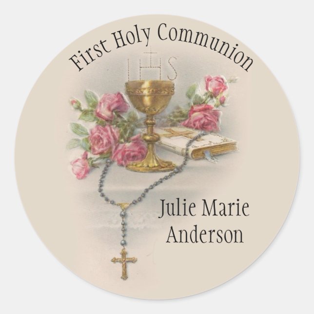 Sticker Rond Commémoration catholique de la première communion (Devant)