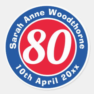 Sticker Rond Commémoration d'anniversaire avec le nom, l'âge et