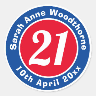 Sticker Rond Commémoration d'anniversaire avec le nom, l'âge et