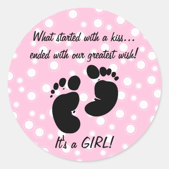 Sticker Rond Commencé Avec Un Kiss Wish Rose Personnalisé (Devant)