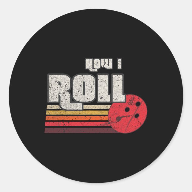 Sticker Rond Comment je roule Funny Graphic Bowling Strikes Lea (Devant)