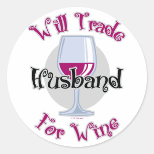 Sticker Rond Commercera le mari pour le vin