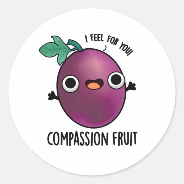 Sticker Rond Compassion Fruit Funky Passion Fruit Pun (Devant)