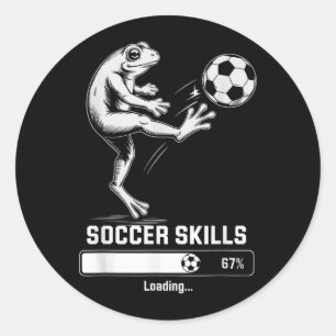 Sticker Rond Compétences de football de grenouille mignonne Cha