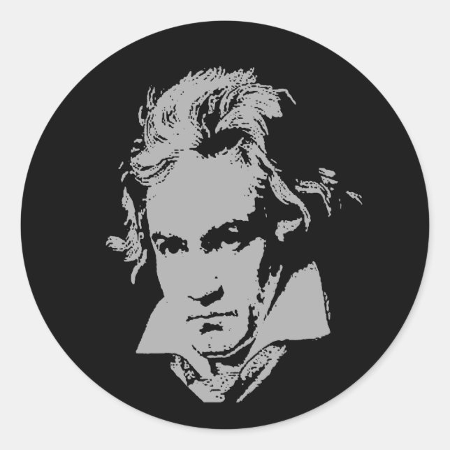 Sticker Rond Compositeur allemand, Pianiste de la musique class (Devant)