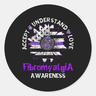 Sticker Rond Comprendre l'amour Tournesol Fibromyalgie Sensibil