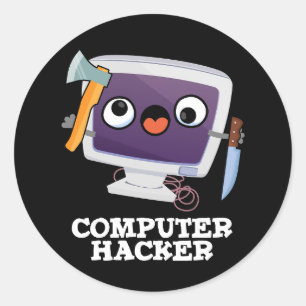 Sticker Rond Computer Hacker Funny Technology Pun Dark BG