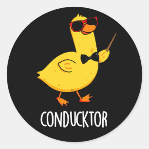 Sticker Rond Con-duck-tor Funny Music Conductor Canard Canard P