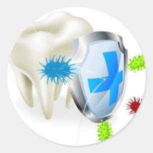 Sticker Rond Concept de dent et de bouclier