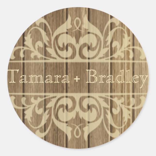 Sticker Rond Concepteur de fibres de bois rustique | brun (Devant)