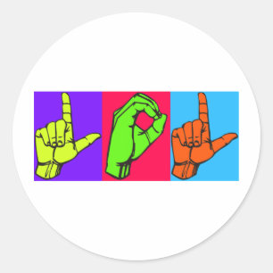 Sticker Rond Conception #2 de langue des signes de LOL ASL
