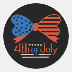 Sticker Rond Conception "4 juillet" Patriotique Bow personnalis