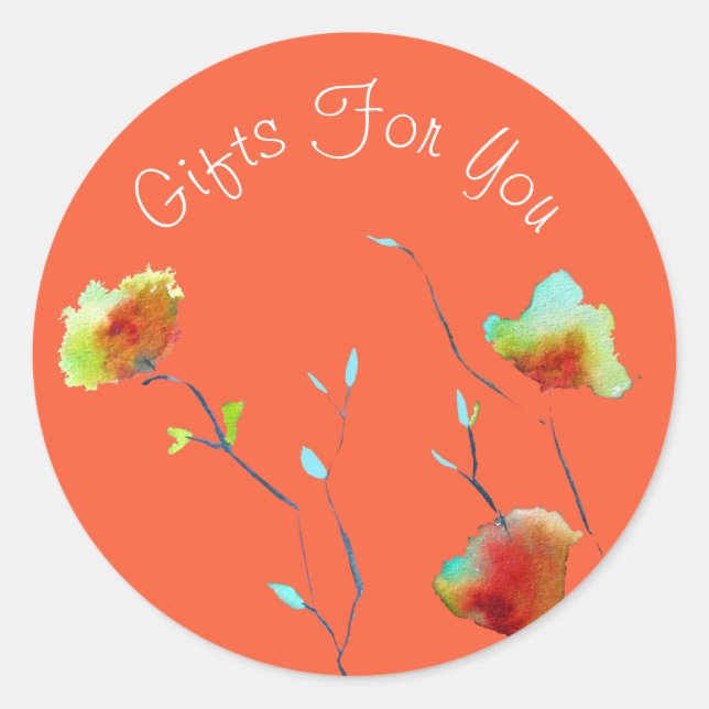 Sticker Rond Conception Abstraite de fleurs Cadeau marque d'ent (Devant)