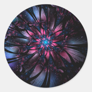 Sticker Rond Conception Abstraite des fleurs fractales.