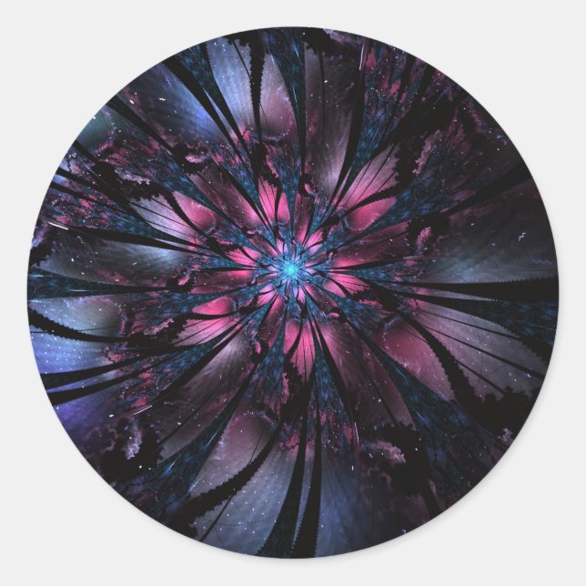 Sticker Rond Conception Abstraite des fleurs fractales. (Devant)