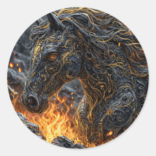 Sticker Rond Conception artistique de l'étalon fougueux cheval