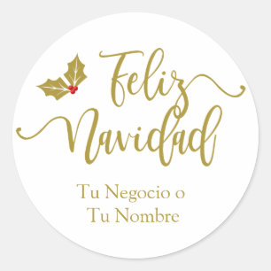 Sticker Rond Conception avec Typographie Heureuse Noël Dorée et