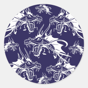 Sticker Rond Conception bleue d'imaginaire de créature mythique