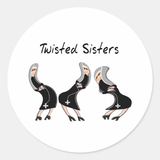 Sticker Rond Conception catholique "a tordu soeurs" de cadeaux (Devant)