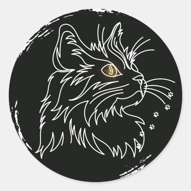 Sticker Rond Conception d'amour de chat mignon (Devant)