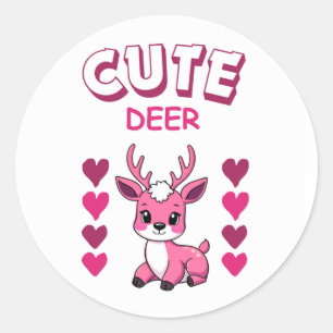 Sticker Rond conception d'autocollant de cerf mignon 