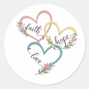 Sticker Rond Conception d'autocollant Foi Espérance Amour