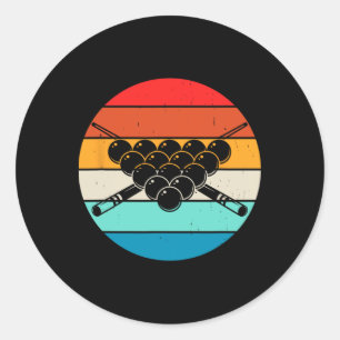 Sticker Rond Conception De Billard De Piscine Rétro Avec Coeurs